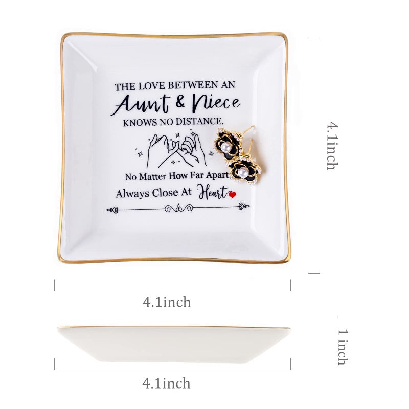 Piudee Aunt Gifts from Niece The love between an aunt&niece knows no distance Ring Trinket Dish Jewelry Tray  Aunt Birthday Gift Aunt and Niece Gifts for Aunts Mothers Day Christmas Valentines - Image 5